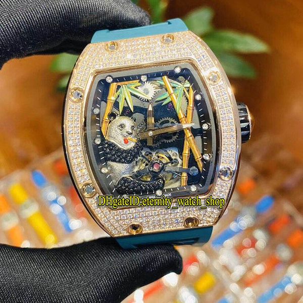 

топовая версия rm 26-01 талисман 3d панда турбийон циферблат япония miyota автоматический rm26-01 мужские часы розовое золото бриллиантовый, Slivery;brown