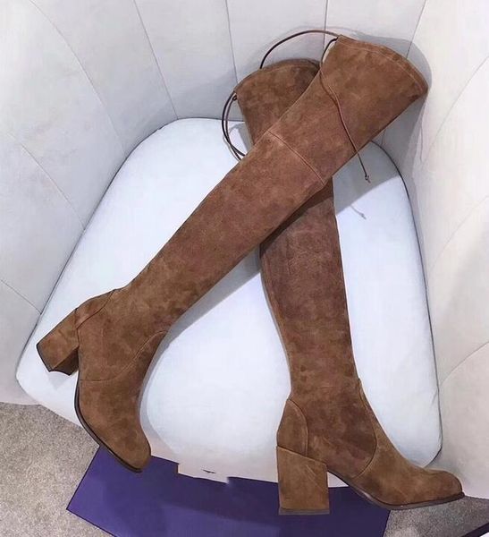 

over the knee boots thick bottom elastic high to help flat shoes sw black brown lace-up