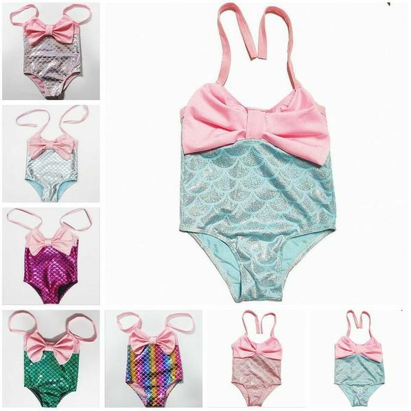 Baby Sereia Swimsuit Crianças Bowknot One-Parte Bikini Meninas Verão Fishwear Cauda Swimwear Moda Moda Fashion Traje Cyp651