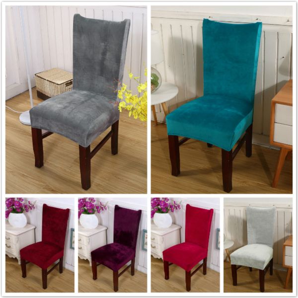 

1pc removable stretch solid color chair covers soft pile fabric dining room seat arm chair covers 11 colors