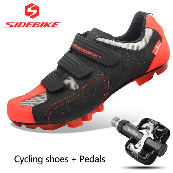 

sidebike mtb cycling shoes cycling athletic professional shoes and pedal sets including mtb pedals, Black