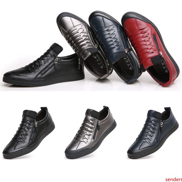 

горячие продажи всего весна мужская обувь кожаная мягкая нижняя повседневная обувь мягкая поверхность черный синий спортивные туфли размер 3