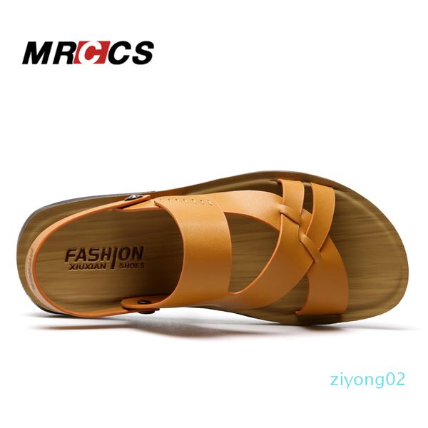 

mrccs new rome style light weight sandals,men summer daily beach shoes,male solid color leisure slipper z02, Black