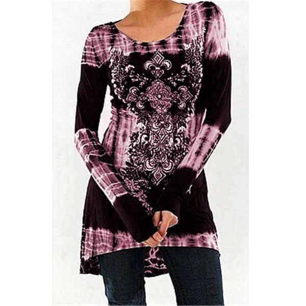 

fashion women floral tshirts designer clothes colors pathchwork long long sleeved tees plus size 4xl 5xl, White