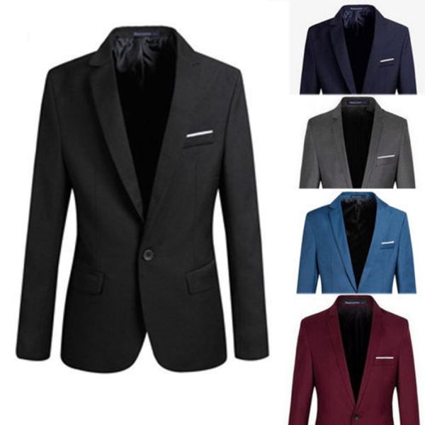 

2019 s-4xl men's formal slim fit formal one button suit long sleeve notched blazer cotton blend coat jacket top, White;black