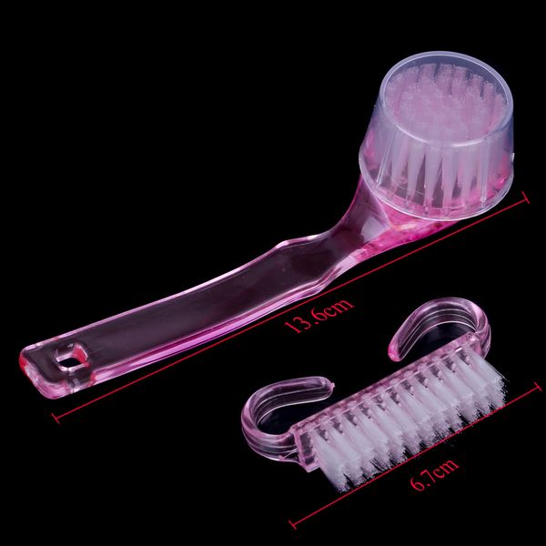 

2pcs nail brushes clean dust manicure pedicure tool professional make up washing brush nail art accessories sets pink