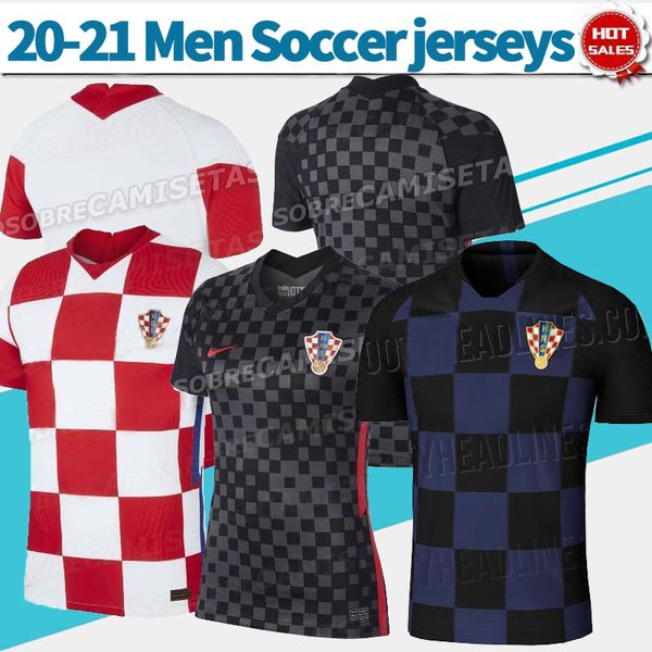 

20 21 croatia # 10 modric soccer jerseys home red white checked 2020 men away #7 rakitic soccer shirts nation team football uniforms on sale, Black;yellow