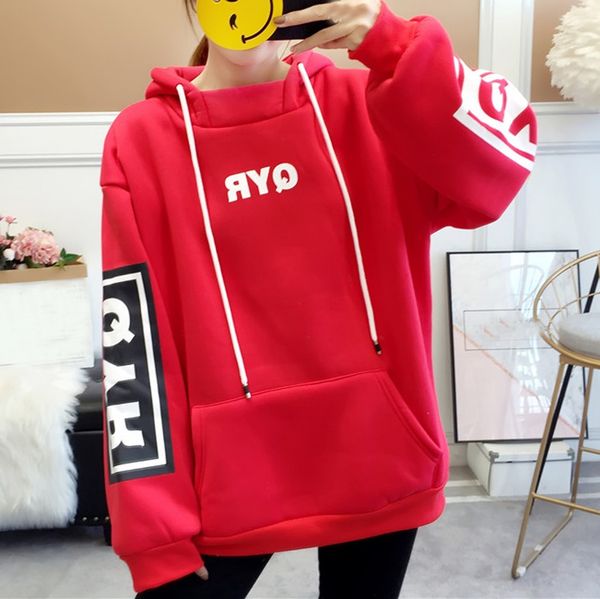 

autumn winter loose knit harajuku letter print sweatshirt female hooded pullover women hoodies casual female clothes#j31, Black
