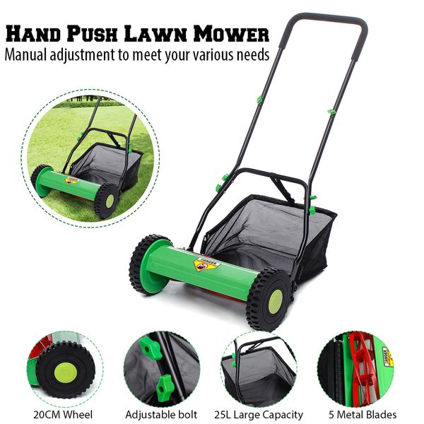 

hand push protable 25l compact hand push lawn mower courtyard home reel mower no power lawnmower