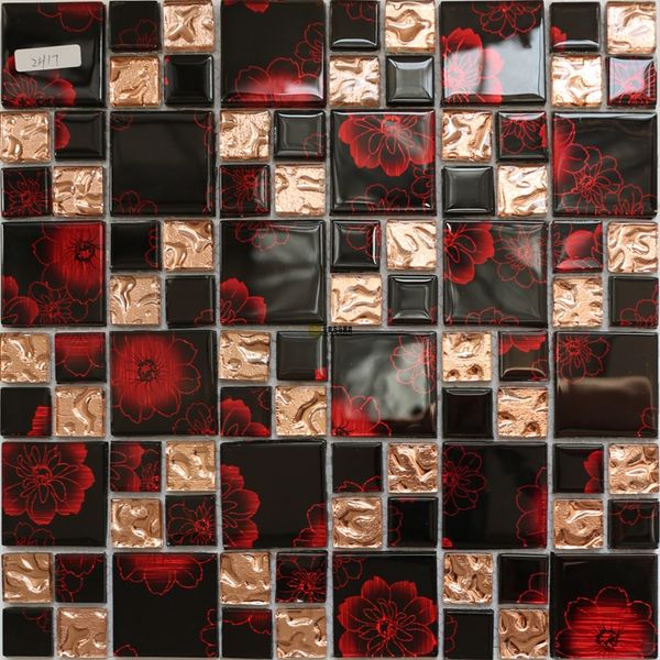 

black red rose glass mosaic backsplash tile jmfgt006 rose gold glass wall tiles bathroom