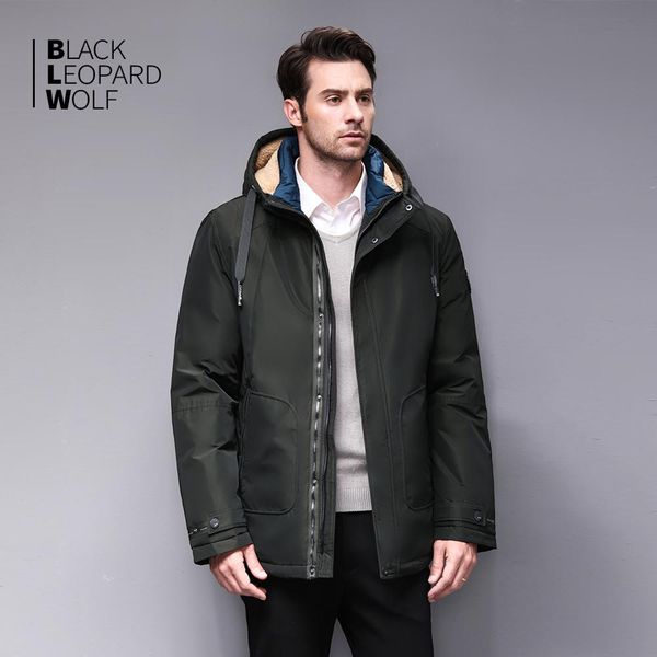 

blackleopardwolf bl-986 men's clothes winter jacket men down jacket mens jackets and coats detachable fur winter coat, Black