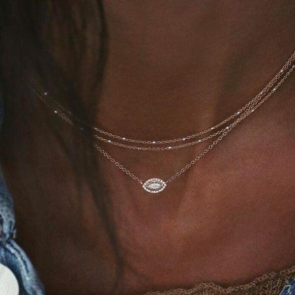 

women fashion multilayer rhinestone bead faux opal charm chain necklace jewelry, Silver