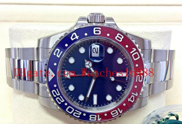 

selling new style 40mm mens wrist watches gmt 116719 white gold pepsi blue dial ceramic asia 2813 movement automatic mens watch, Slivery;brown