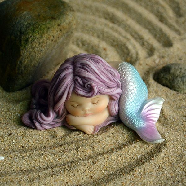 Cute Mini Mermaid Resin Animals Crafts Diy Home Decoration