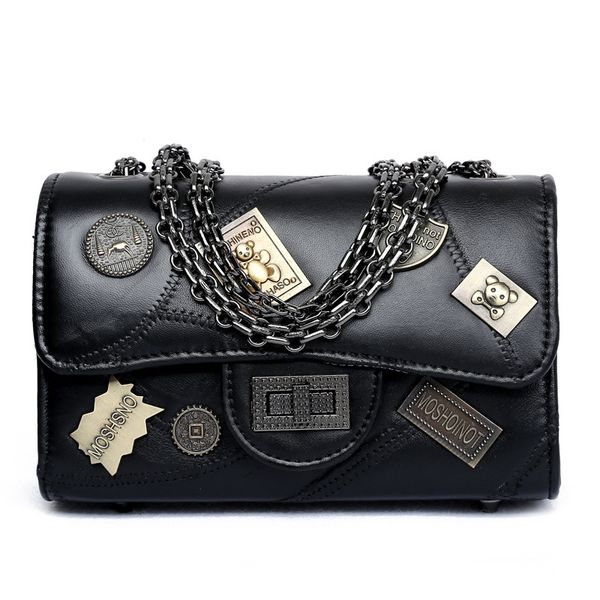 

женская сумка через плечо 2019 кожаная корейская версия цепи мода кожа красивая девушка маленькая косая оседлать мешок черный подушка