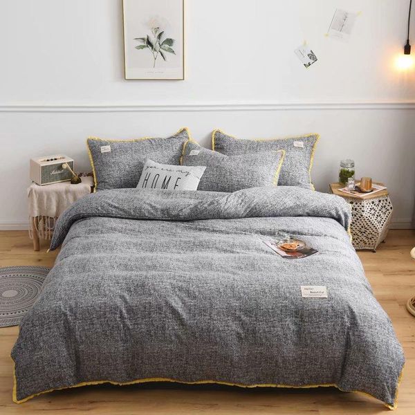 

woven label bedding set skin affinity bed set twin  king size bed sheet grey duvet cover pillowcase linen