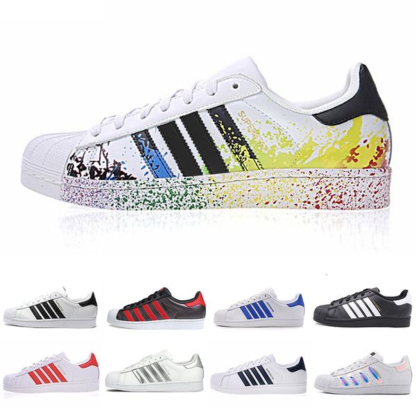 

classic super star white hologram iridescent junior superstars 80s sneakers pride womens mens trainers superstar casual shoes 36-44