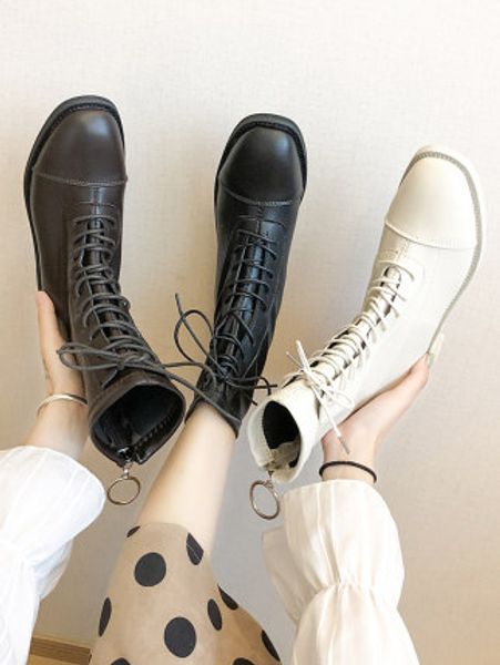 

shoes female autumn british style 2020 new wild short boots autumn boots small subnet red thin, Black