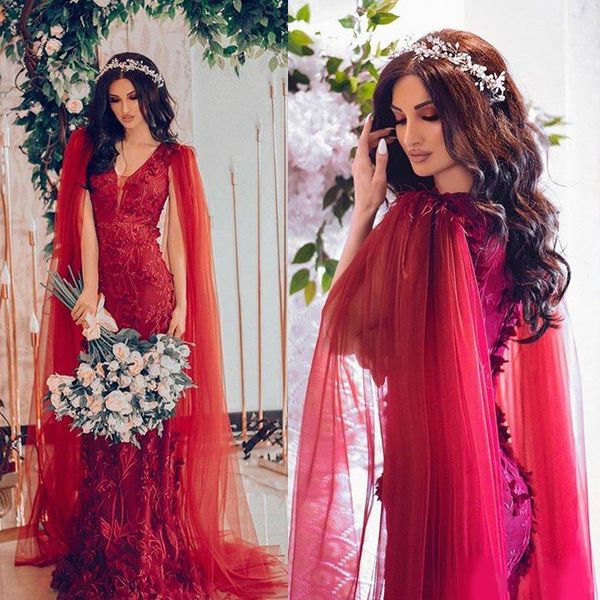 

red prom dresses with wraps v neck lace appliqued long formal evening dress ruffles 3d floral flower party gowns robe de soiree, Black