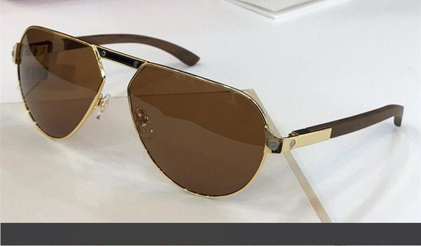 

8201009 luxury designer sunglasses metal pilot frame glasses handmade wood eyewear lens laser uv400 protection with case, White;black