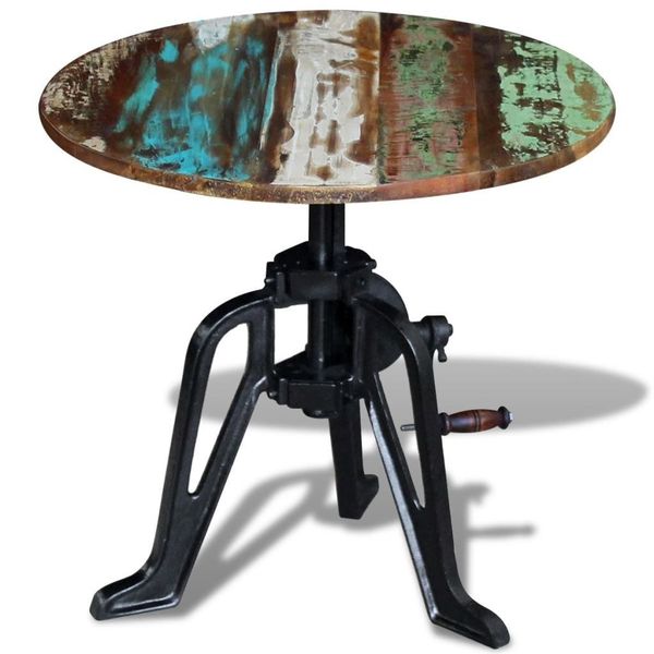 

side table recycled solid wood cast iron 60x (42-63) cm dining room furniture