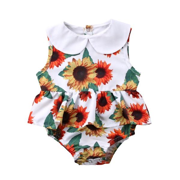 

pudcoco summer new sunflower newborn infant baby girls romper cute ruffles sleeveless jumpsuit summer clothes, Blue