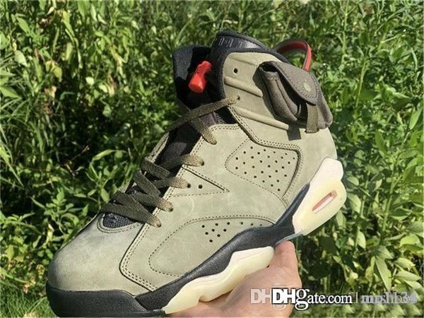 

2019 brand travis scott x airs 6 mens basketball shoes 6s medium olive 6s designer sneakers size 7-12