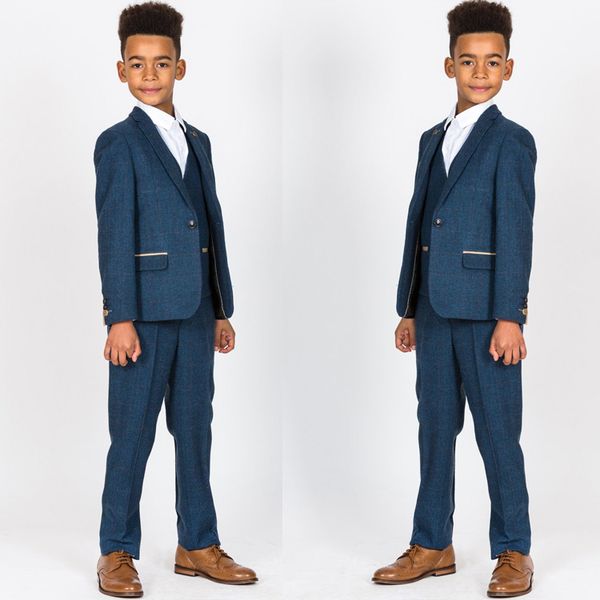 

handsome tweed 3 pieces boy' formal wear suit kids wedding kids slim fit tuxedos for party prom, Black