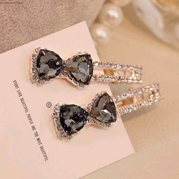 

s967 europe fashion jewelry women's crystal bowknot barrette headdress diamond hairpin hair clip dukbill toothed bobby pin lady barrett, Golden;silver