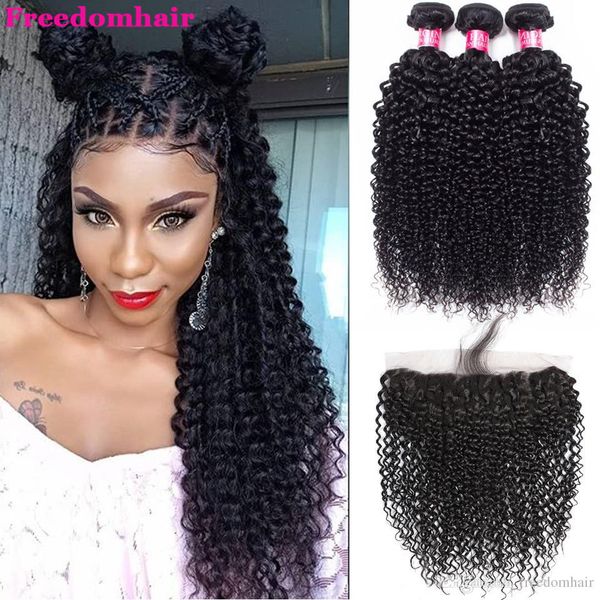 

бразильский kinky завитые с 13x4 lace фронтальная бразильский девы волос kinky завитые с фронтальным бразильское человеческих волос weave с, Black;brown