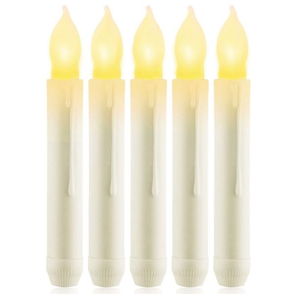 

led 12 pcs flameless taper candles,battery operated fake taper candles,flickering window candle lights candles