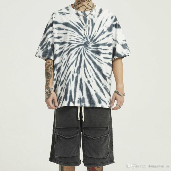 

винтажный узелкового батика реглан футболка свободного кроя с коротким рукавом хлопок футболка мужчины лето уличная, White;black