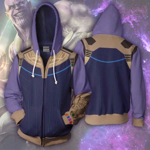 

2019 новый мужской толстовка с капюшоном куртка толстовка с капюшоном наряд корпоративная одежда thanos 3d печатных куртка на молнии повседн, Black