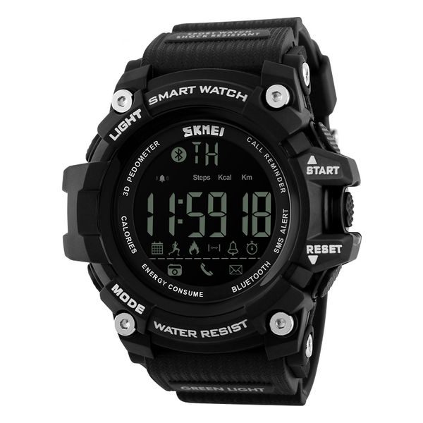 

skmei bluetooth calories pedometer men's sports electronic digital smart watch large diameter waterproof mititary wristwatches, Slivery;brown