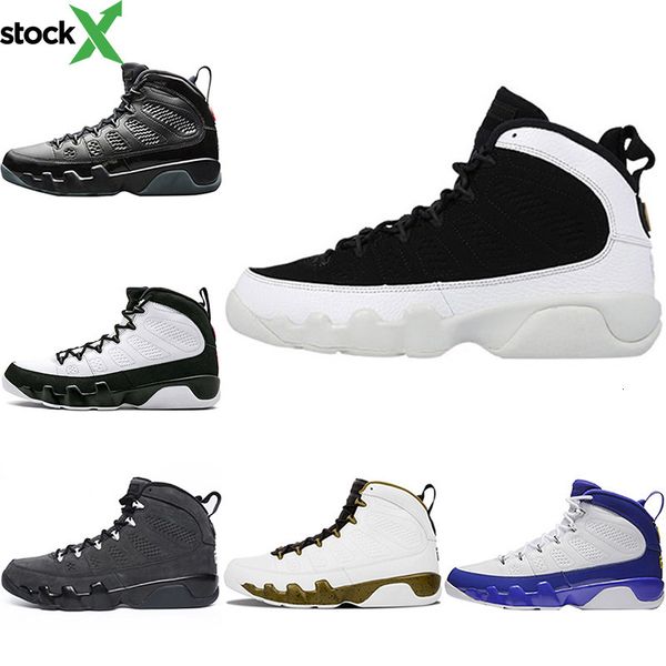 

designer mens 9 9s bred basketball shoes la space jam the spirit men casual sports trainers tour yellow athletic sneakers size 8-13, Black
