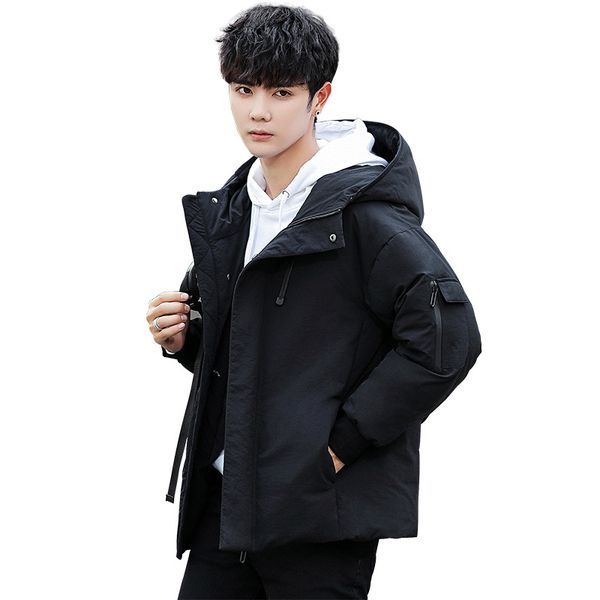 

mens down coat white duck thick down jackets winter warmed hooded snow parkas male brand clothing outerwear, Black