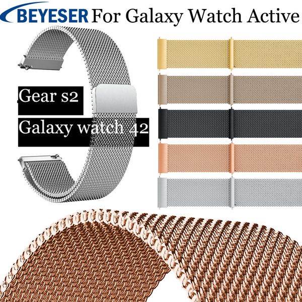 

for samsung galaxy active milanese loop watchband magnetic steel strap for samsung gear s2 sport classic band galaxy watch 42mm, Black;brown