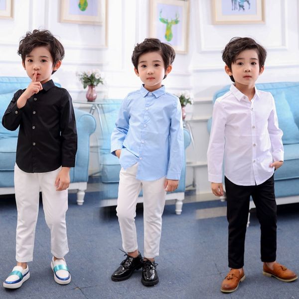 

vmmb8 children's autumn 2020 boy's small suit shirt long-sleeved boy's all-match handsome tong chen shan tong chen shan jacke, White;black