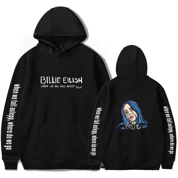

models american female singer billie eilish loose men and women hooded sweater