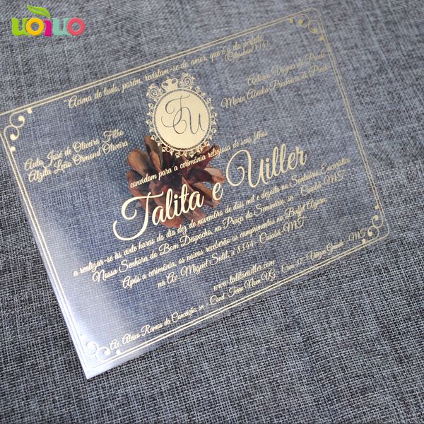 

fancy lovely wedding invitation card wedding clear acrylic invitation card with colorful words printing