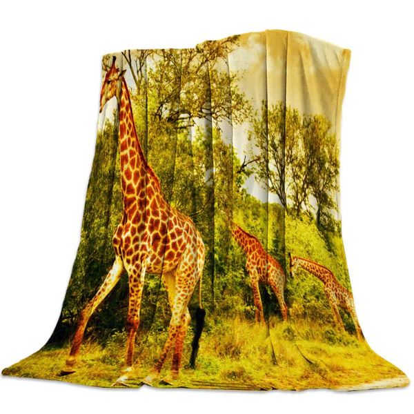 

personalized blanket home textile giraffe grassland sunset flannel weighted blanket warm soft throw sofa bed travel blankets