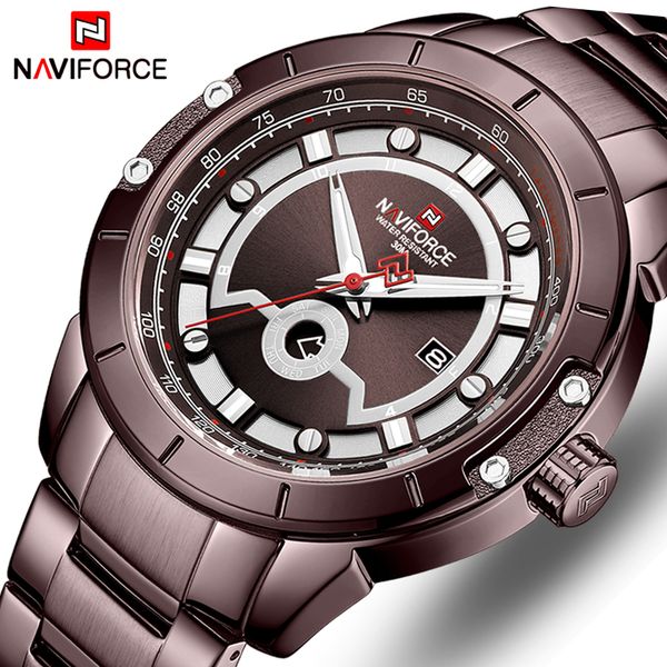 

новые naviforce top brand men часы аналоговые часы дата кварцевые часы мужские наручные часы армии спорт наручные часы relogio, Slivery;brown