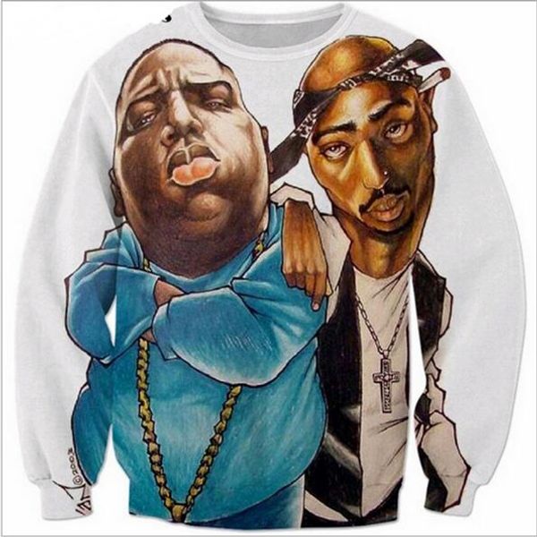 

fashion mens/womans biggie smalls and 2pac funny 3d printing sweatshirt outfits hoodies plus size aa068, Black