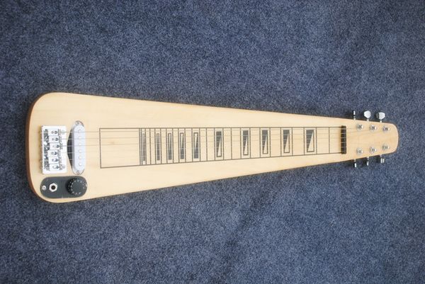 Chitarra elettrica Hawailan personalizzata di fabbrica con 1 pickup bianco, colore del legno, 24 tasti, tastiera in acero, hardware cromato, che offre un servizio personalizzato