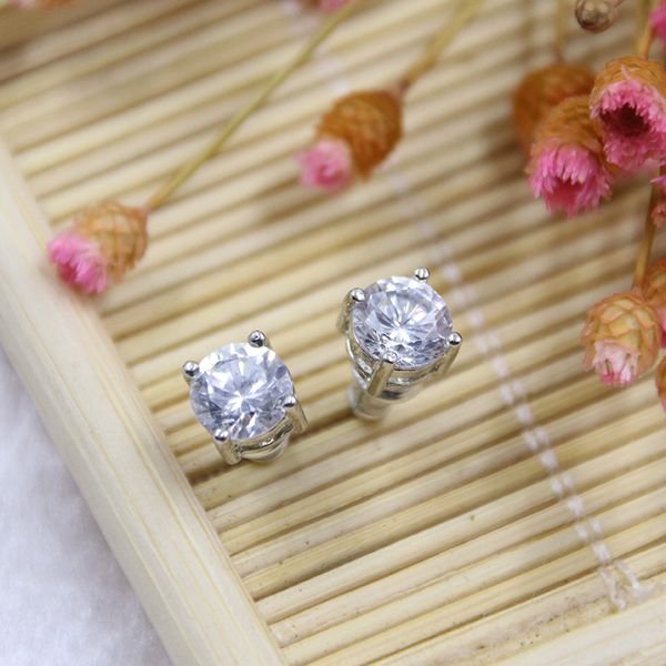 

brand new латунь мода ювелирные изделия американский и европейский стад серьги кубический цирконий зубец установка родиевое покрытие для жен, Golden;silver