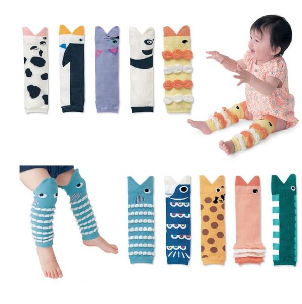 Knee bebê Pads desenhos animados Kid Crawl Leggings Elbow Almofada de algodão Knee Protector polainas de Inverno do bebê Meias 10 Designs