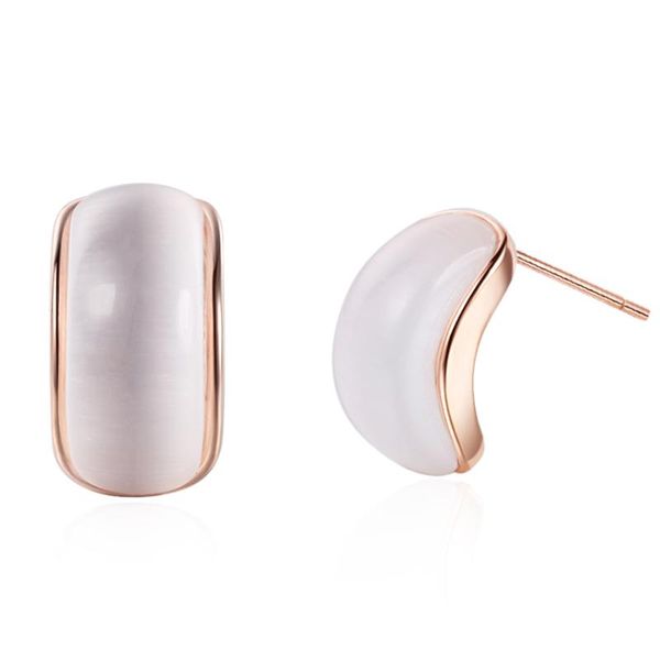 

simple elegant rose gold 925 sterling silver opal stud earrings for women trendy bling dainty jewelry gifts, Golden;silver