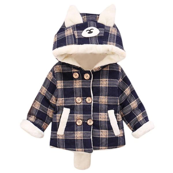 

детские зимние пальто дети девочки мальчики длинные рукава keep warm сетки мультфильм симпатичные уха villus с капюшоном пальто топы baby fa, Blue;gray