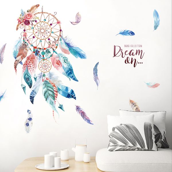 

shijuehezi] dreamcatcher feathers wall stickers diy cartoon mural decals for kids rooms baby bedroom dormitory decoration