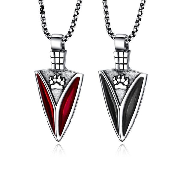 

new hip hop jewelry tide men charm necklace fashion snake chain stainless steel punk spearhead pendant silver necklaces for men gift